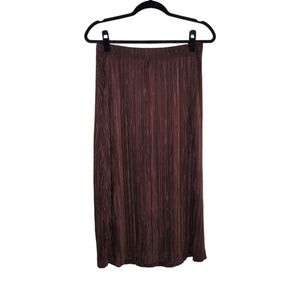 BonWorth Vintage Pleated A-Line Midi Skirt Womens Size XS Petite Chocolate Brown